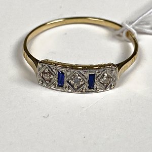 Anillo de Oro 18k con Brillantes y Zafiros, Talla 17mm - imagen 3