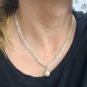 Cadena Gargantilla Triple de Plata con Perla - imagen 2