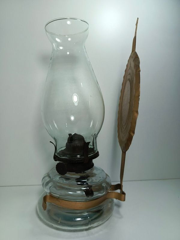 Antiguo farol a mecha de vidrio, completo y funcional - imagen 2