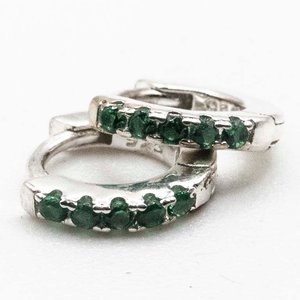 Caravanas Aros de Plata con Piedras Verdes - imagen 2