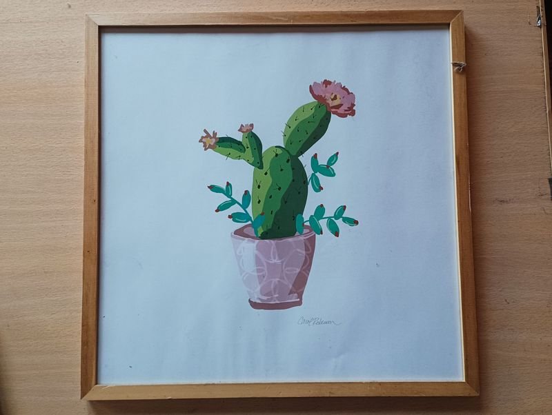 Cuadro de cactus en un vaso
