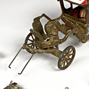 Antigua Diligencia de Plomo con Seis Caballos y Jinete - imagen 3