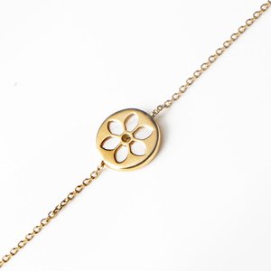 Pulsera de Oro 18k con Flor de Nácar y Brillante - imagen 2