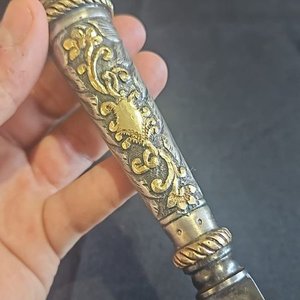 Cuchillo de Caza Antiguo Martinez Hnos. con Cabo de Plata y Oro - imagen 7