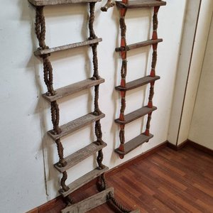 Conjunto de 2 Tramas de Escalera de Soga con Peldaños de Madera Rústica - imagen 2