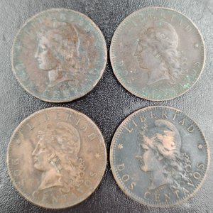 Lote de 4 Monedas Argentinas de 2 Centavos (1883-1893) - imagen 3