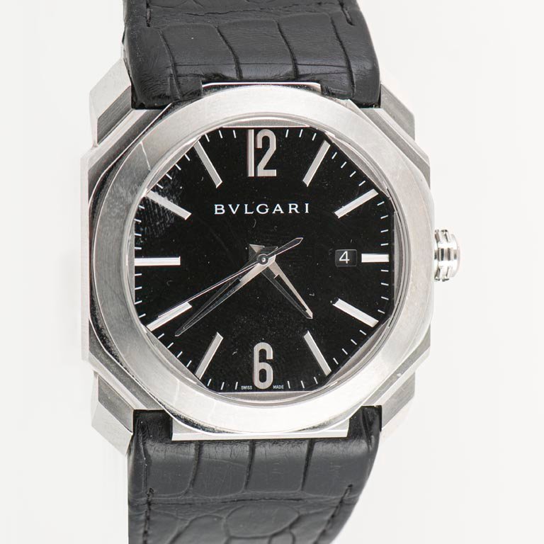Reloj Bulgari Gerald Genta Octo L'Originale Solotempo Acero Piel Aligátor Negro