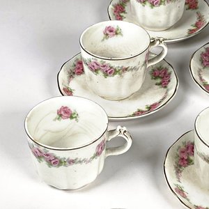 Juego de 17 Pocillos de Café y Platillos de Loza Inglesa Royal Vitreous - imagen 3