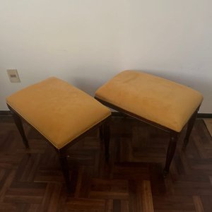 Par de Banquetas Estilo Sheraton Inglesas Tapizado Mostaza - imagen 5