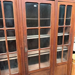 Biblioteca Antigua de Roble con Vidrios Biselados - imagen 2