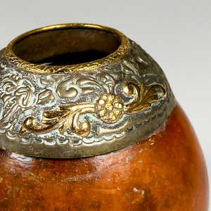 Mate con linda virola de plata y oro decorada (virola media suelta) - imagen 4