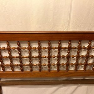 Respaldo de Cama Antiguo de Madera Torneada Estilo Bobbin Wood - imagen 3