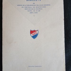 Lote anterior: Menú Oficial Banquete Club Nacional de Football en Asunción 1939