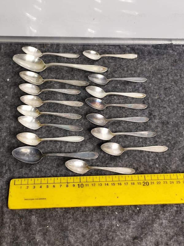Lote de 17 Cucharas de Metal Plateado