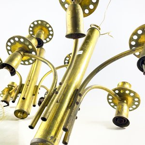 Dos Lámparas Colgantes Bronceadas de Cinco Luces con Tubos de Cristal - imagen 5