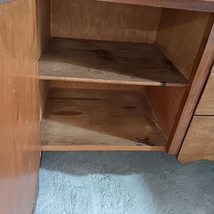 Mesa Auxiliar Antigua de Madera Maciza con Cajones y Puertas - imagen 5