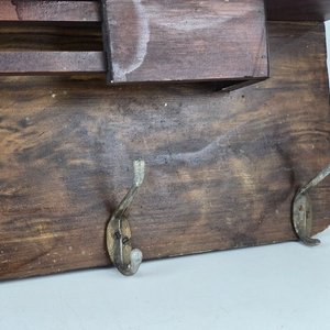 Repisa Antigua de Madera con Ganchos para Colgar - imagen 4