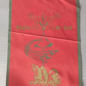 Banderín Militar Rojo con Bordes Verdes - Regimiento de Caballería N° 6 - imagen 2