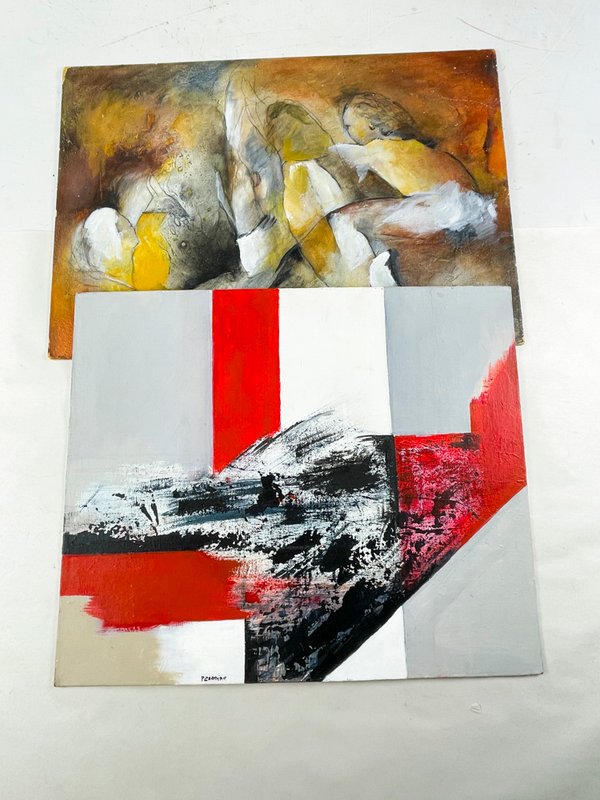 Dos Obras de Arte Abstracto: Lienzos Firmados - imagen 1