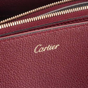 Cartera Cartier Cuero Italiano Borgoña Diseño 2WAY con Documentación - imagen 3