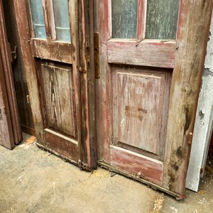 Dos Hojas de Puerta Interior Madera y Vidrio Marrón 215x55 cm - imagen 4