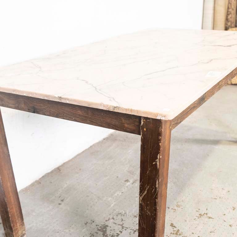 Mesa de comedor con tapa de mármol y base de madera - imagen 3