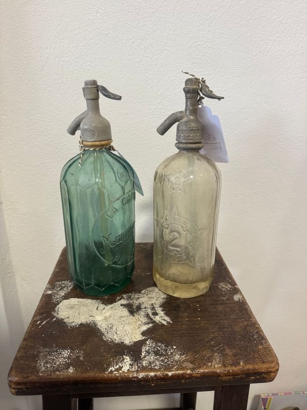 Lote de 2 Sifones Antiguos de Vidrio