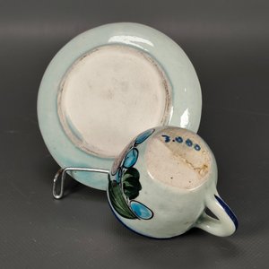 Dúo de Taza y Plato de Cerámica Mexicana Pintada a Mano con Diseño de Ave - imagen 8