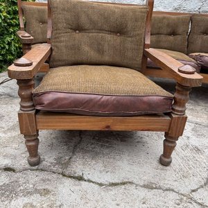Juego de Sillones de Madera con Almohadones Marrones - imagen 5