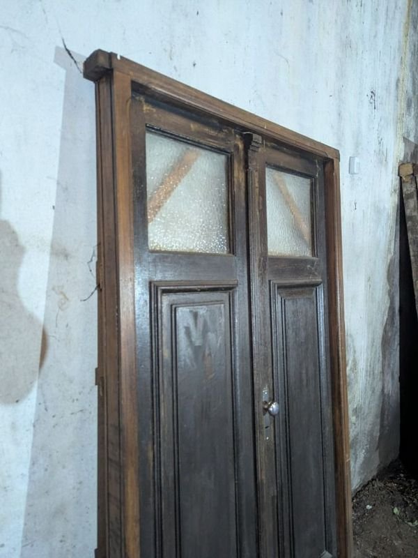 Puerta antigua de frente doble hoja y marco en cedro - imagen 3
