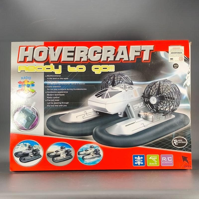 Hovercraft radio control, escala 1/32 alta velocidad en el agua y en la tierra