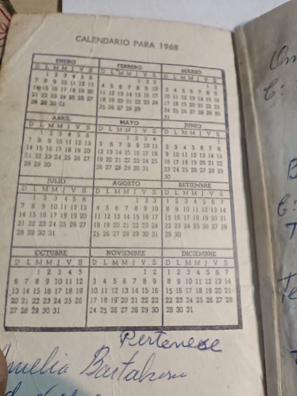 Libreta de apuntes Cooper 1968 con calendario y detalles de escritura - imagen 5