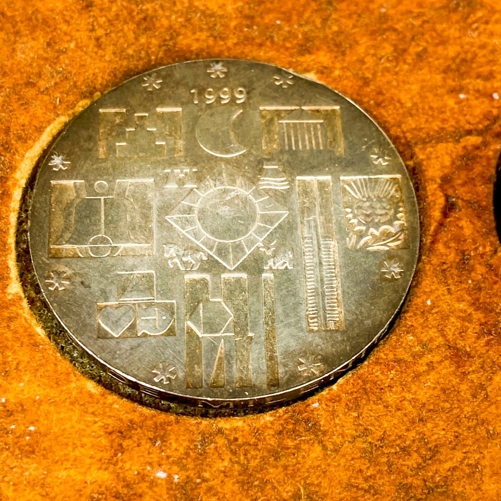 Monedas de plata escudo Mercosur en caja de madera - imagen 2