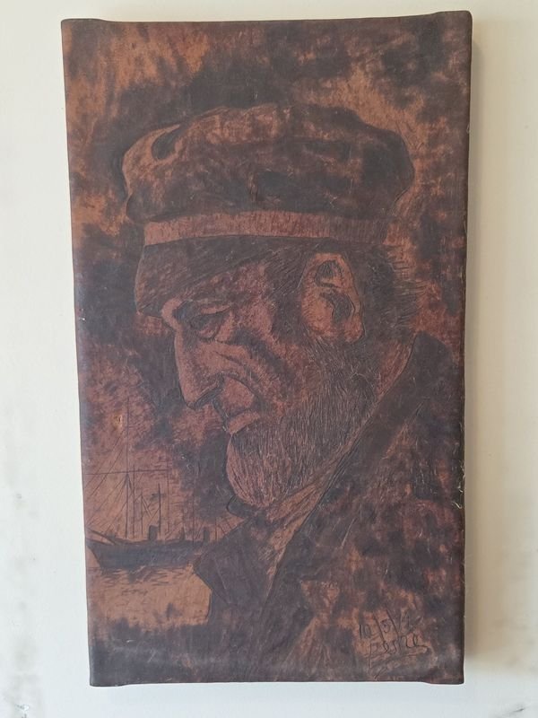 Grabado en cuero náutico firmado y fechado - imagen 2