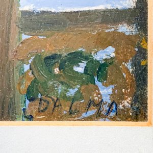 Cuadro Acuarela Paisaje Campestre con Cascada, Firmado "Dalma" - imagen 3