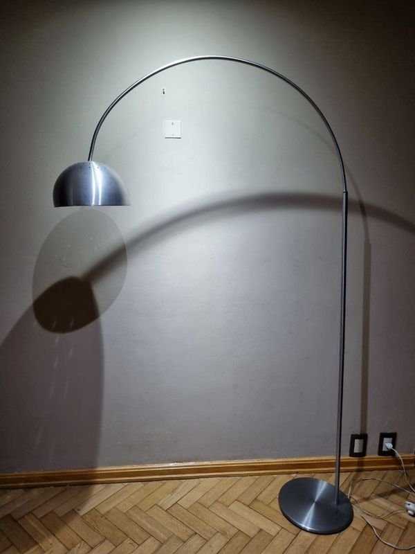 Lámpara de Pie Arco Metal Cepillado Pantalla Cúpula Orientable 188cm