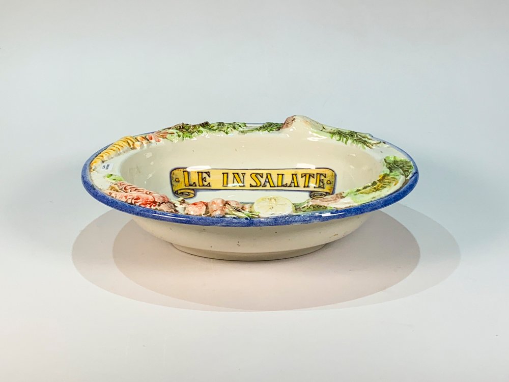 Fuente Oval de Cerámica Blanca con Decoración de Frutas y Monogramas 'La Compagnia dei Decori' - Made in Italy