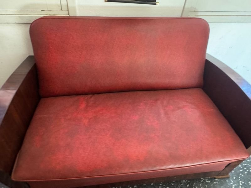 Sillón art decó tapizado en cuerina - imagen 3