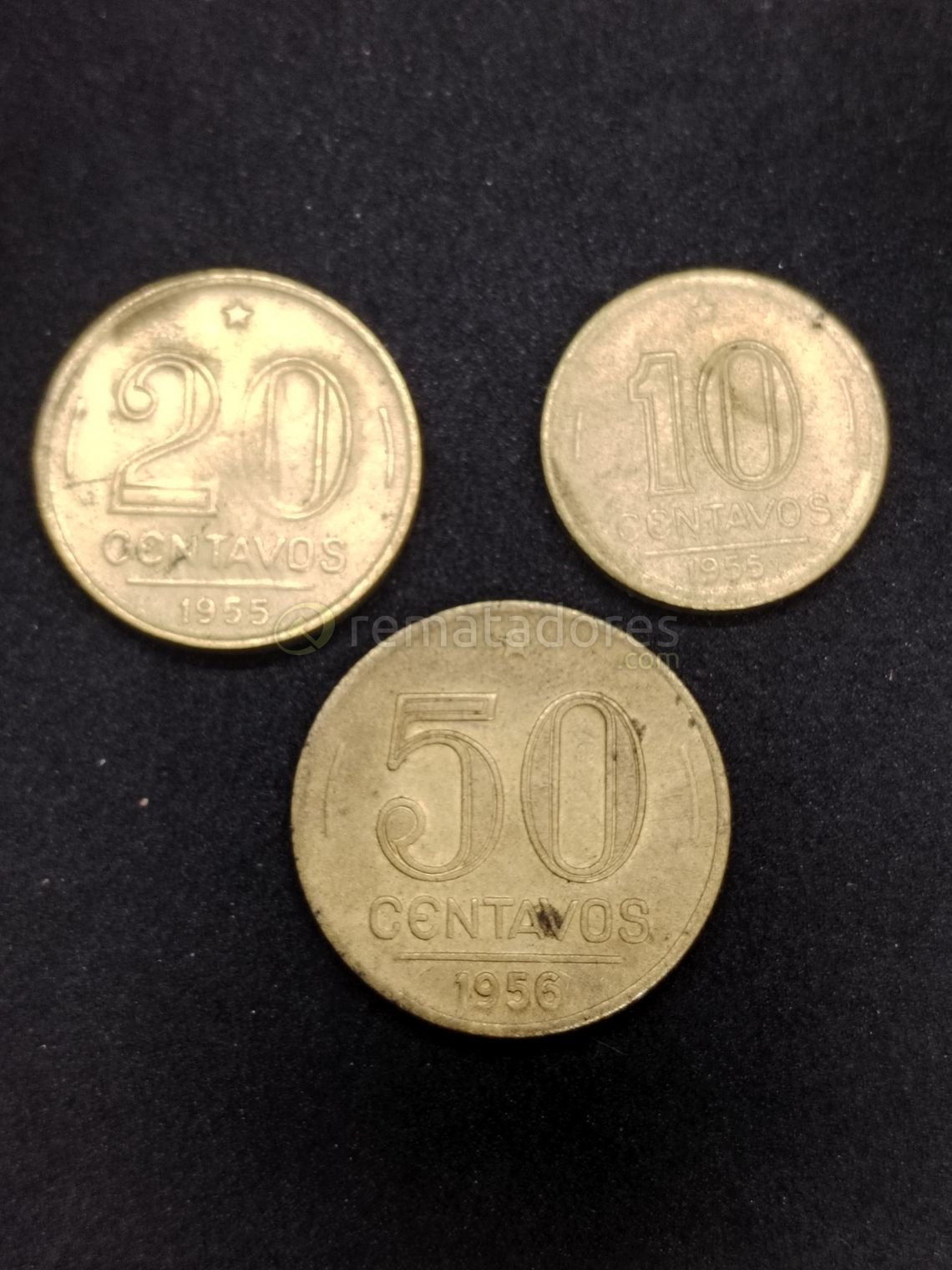 Lote de 3 Monedas Antiguas: 10, 20 y 50 Centavos (1955-1956)