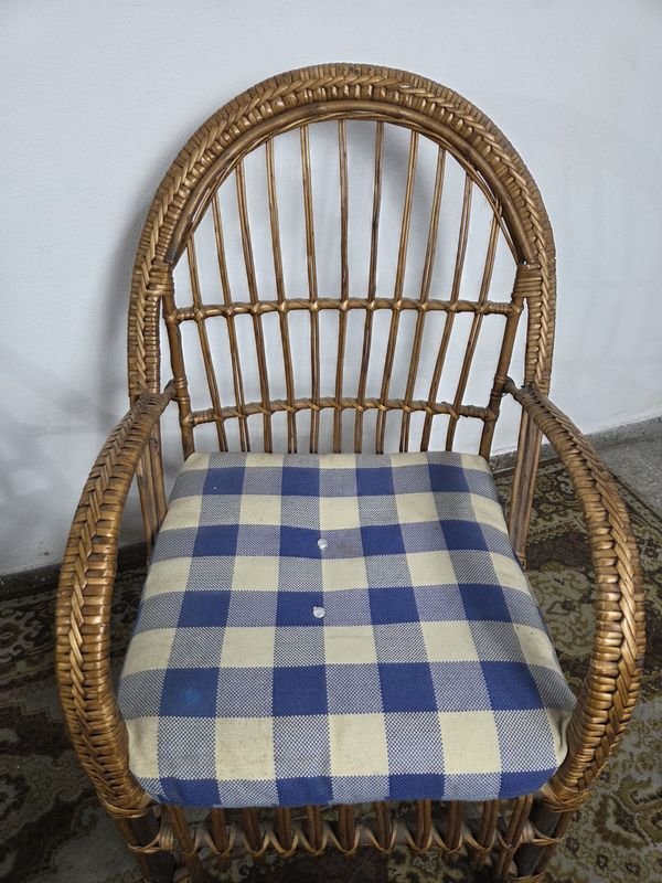 Juego de living en mimbre completo con mesa ratona y sillones - imagen 4