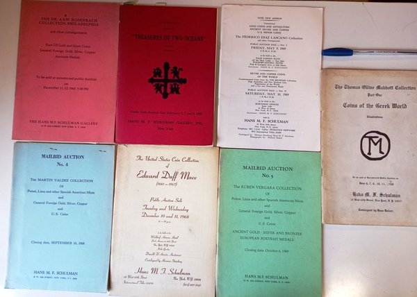 7 Catálogos Numismáticos Americanos de Hans Schulman (Años 60)