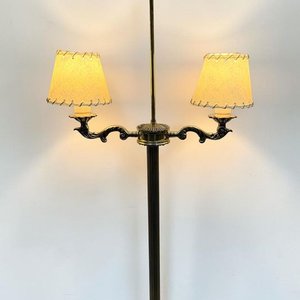 Lámpara de Pie Antigua de Bronce Macizo con Dos Brazos Decorativos - imagen 3