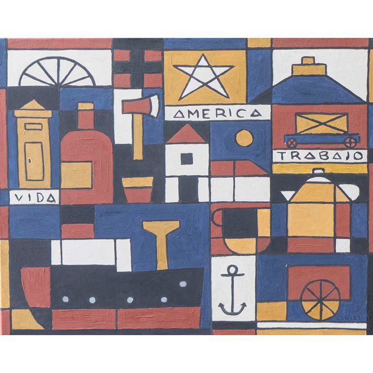 Óleo "Constructivo" de Garizi, 40 x 50 cm