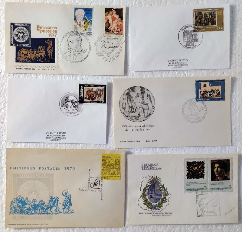 Colección de Sobres Primer Día Uruguayanos con Arte - imagen 1