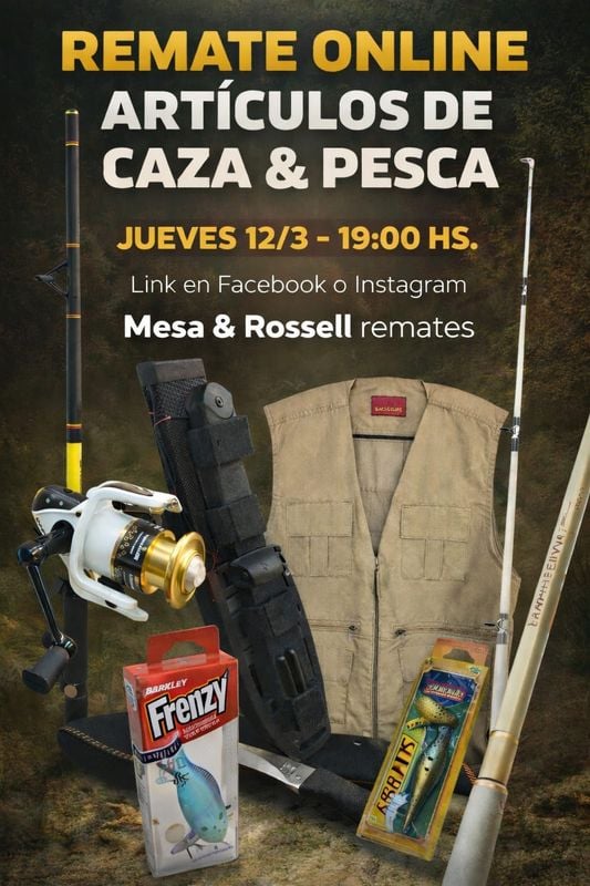 ¡CAZA, PESCA Y MÁS! Artículos de caza y pesca en remate con envío a Uruguay