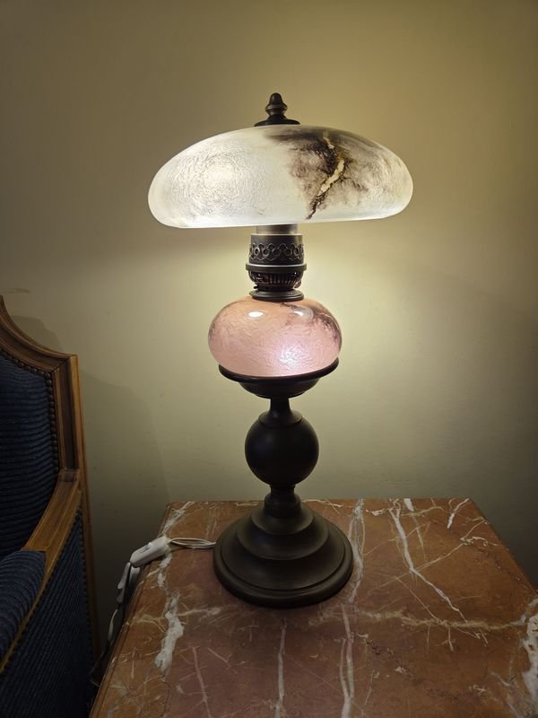 Lámpara inglesa en bronce y cristal con luces independientes - imagen 2
