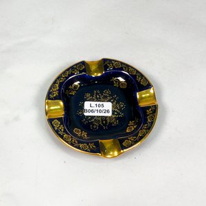 Cenicero Limoges de Porcelana Azul Cobalto con Detalles Dorados - imagen 2