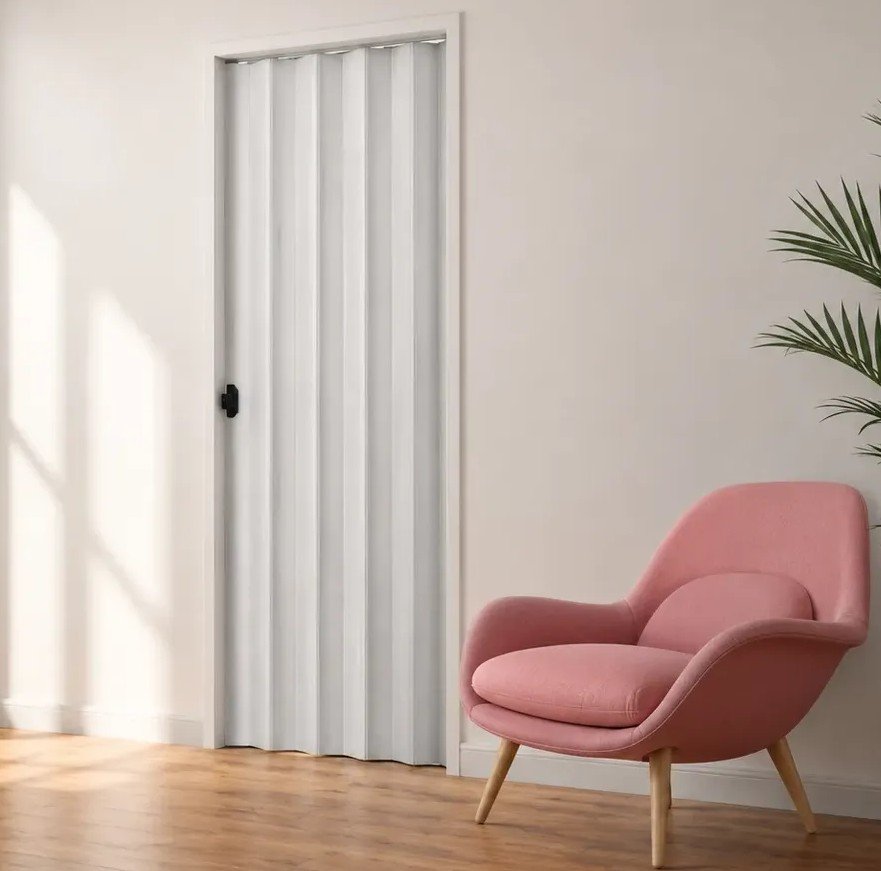 Puerta Plegable Blanca de PVC con Marco - Nueva en Blíster 210x80cm