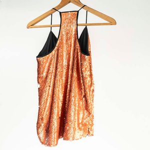 Musculosa Maria Vazquez Lentejuelas Naranja - imagen 2