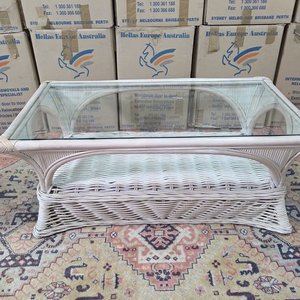 Mesa Ratán con Tapa de Vidrio Biselado - imagen 2